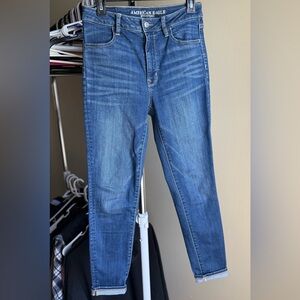American Eagle Jeans Womens Size 6 Short Blue Denim Super Hi Rise Jegging